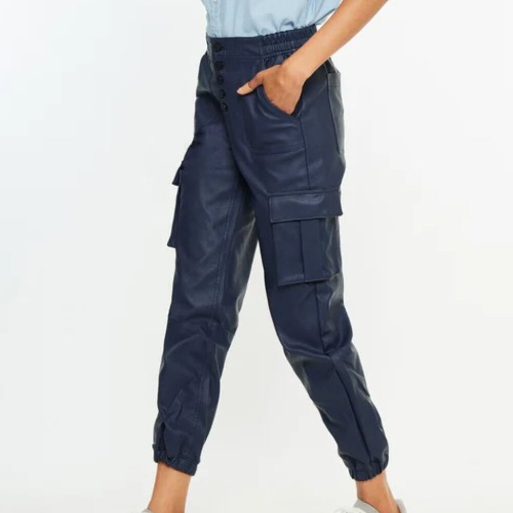 NWT Kancan Nelly High Rise Faux Leather Cargo Joggers - Picture 9 of 10
